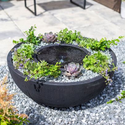 Vortex Pool with Planter Modern Solar Water Feature