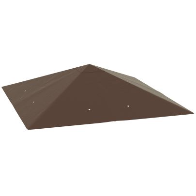Outsunny 3 x 3m Gazebo Canopy Replacement Cover, Garden Gazebo Roof Replacement with Drain Holes, Water resistant Plastic Coating, 370g ?, UPF30+, TOP COVER ONLY, Brown