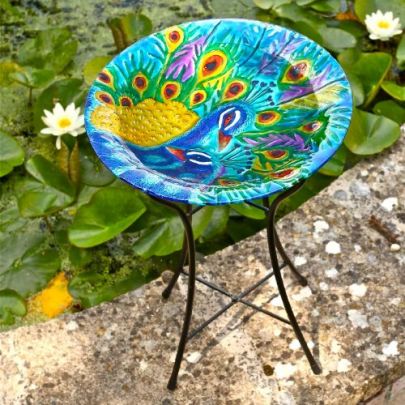 Peacock Birdbath