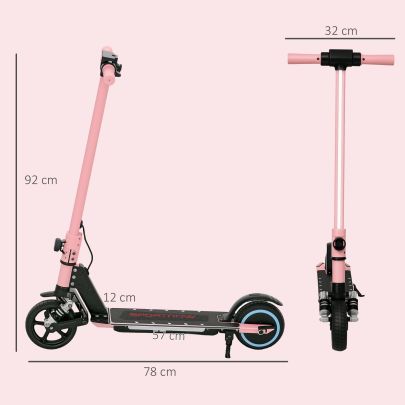 SPORTNOW Folding Electric Scooter for Kids Age 6 14 with Dual Brakes, Front Suspension, LED Colourful Lights and Display, 6.8kg Lightweight Aluminium E Scooter, Up to 14 KM H & 6 KM, Pink
