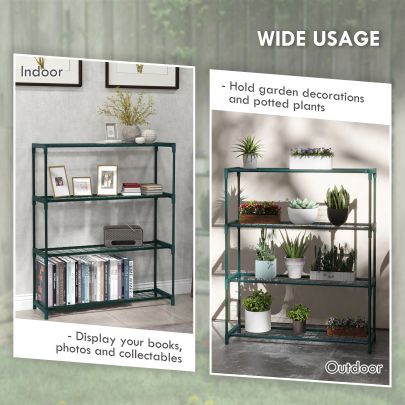 Outsunny Four Tier Steel Plant Shelf Black
