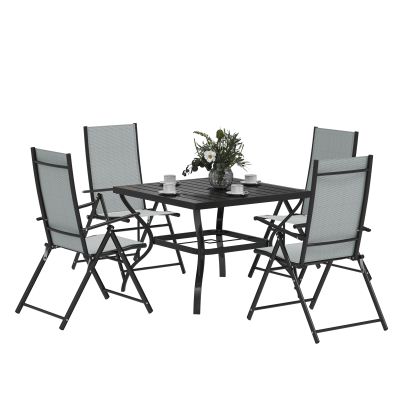 Outsunny Five Piece Steel Frame Patio Set Grey Black