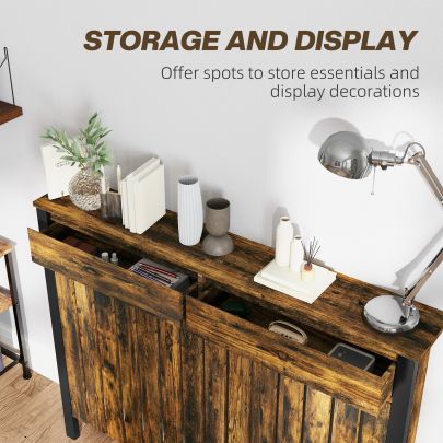 HOMCOM 93 x 119cm Rustic Look Radiator Cover Brown Black