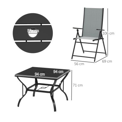 Outsunny Five Piece Steel Frame Patio Set Grey Black