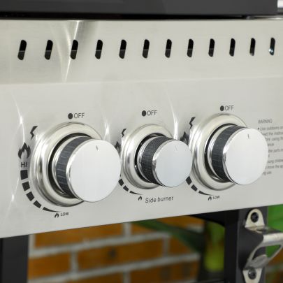 Outsunny Five Burner Steel Gas Grill, with Thermometer Black