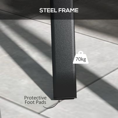 Outsunny Four Seater Steel Garden Table, with ?40mm Parasol Hole Black