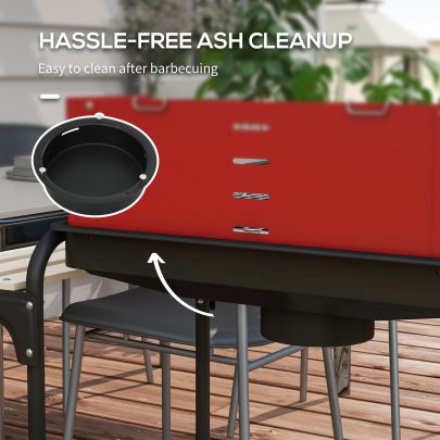 Outsunny Charcoal BBQ, with Five Position Grill Grate Red