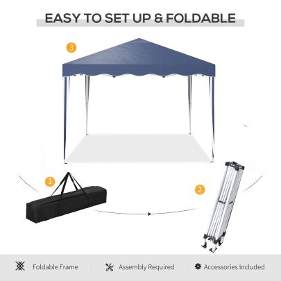 Outsunny 3 x 3cm Adjustable Height Pop Up Gazebo, with Bag Blue
