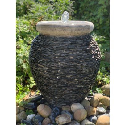Natural Pebble Urn Fountain (55x45x45) Solar Water Feature