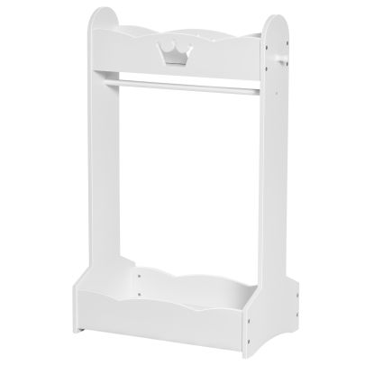   Kids Wood Clothes Rack Hall Tree with Storage Shelves Freestanding Wardrobe