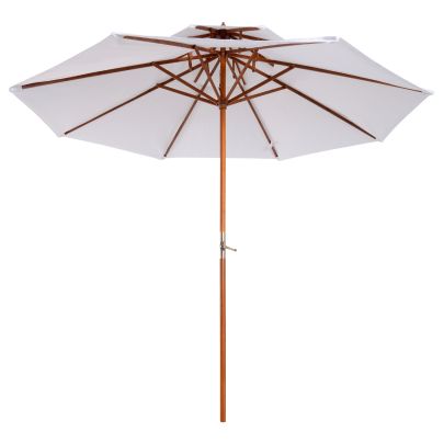 Outsunny 2.7m Elegant Wooden Frame Parasol Umbrella Cream White
