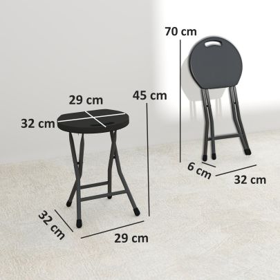 Outsunny Folding Stool Set of 4, Decorative Garden Stool Set with Safety Latch, Foldable Garden Stools with Powder Coated Steel Legs HDPE Seat and Handle for Indoor and Outdoor, Charcoal Grey