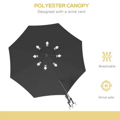 Outsunny 3m Wall Mounted Parasol Shade, with Handle Grey