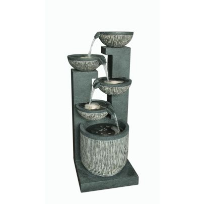 5 Bowl Textured Granite Contemporary Solar Water Feature