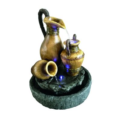 Bamboo Urns on Slate Traditional Solar Water Feature