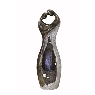 Medium Granite Couple Rain Effect Contemporary Solar Water Feature