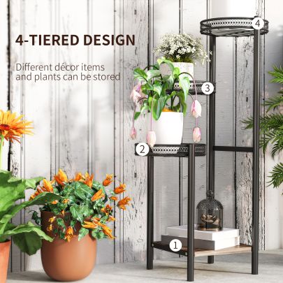 Outsunny Four Tier Steel Plant Stand Black