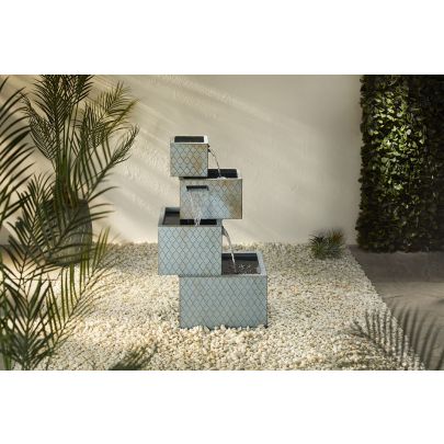 Cuboid Modern Metal Solar Water Feature