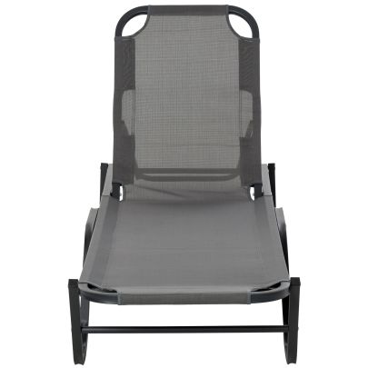  Sun Lounger Relaxer Recliner w/ 5-Position Adjustable Backrest Pool Sun Bathing-Grey