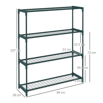 Outsunny Four Tier Steel Plant Shelf Black