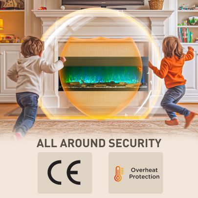 HOMCOM 1800W 15 40? Adjustable Flame Glass Panel Convector Heater, 127cm