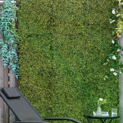 Outsunny 12PCS Artificial Wood Paneling for Walls 20" x 20" Grass Privacy Fence Screen Faux Hedge Greenery Backdrop Encrypted Milan Grass
