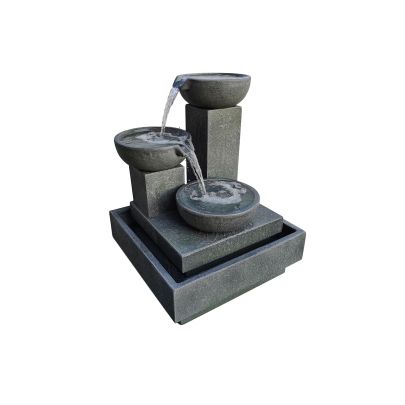 Trio Cascade Grey Contemporary Solar Water Feature