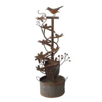 Metal Bird on Spade Modern Metal Water Feature