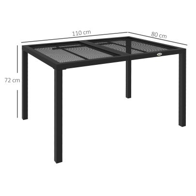 Outsunny Four Seater Steel Garden Table, with Wired Top Grey