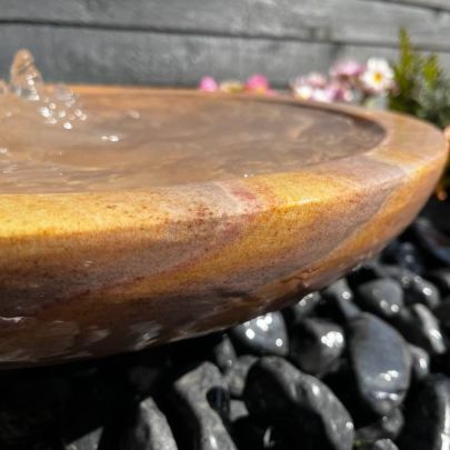 Sandstone Babbling Bowl 45cm Natural Stone Solar Water Feature