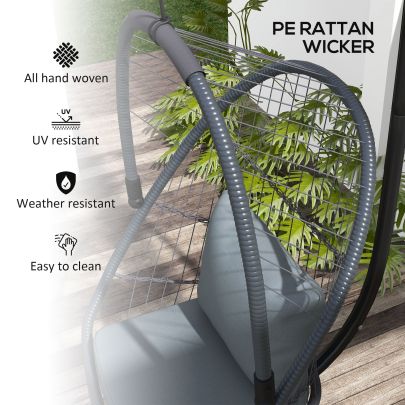 Outsunny Single Egg Chair, with Steel Frame Stand Grey