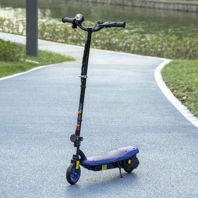 HOMCOM Foldable Electric Scooter, with LED Headlight, for Ages 7 14 Years Blue