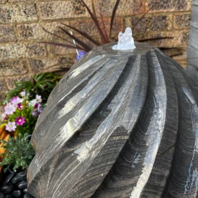 Black Sandstone Pine 50cm Natural Stone Solar Water Feature