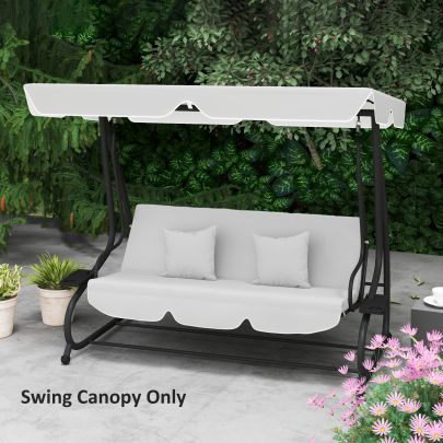 Outsunny Garden Swing Canopy Replacement 3 Seater, Waterproof Garden Swing Seat Canopy Cover, Windproof Anti UV Sun Shade Canopy Only for Patio, Balcony, Light Grey