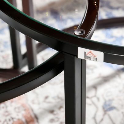 HOMCOM Two Piece Nest of Glass Top Coffee Tables