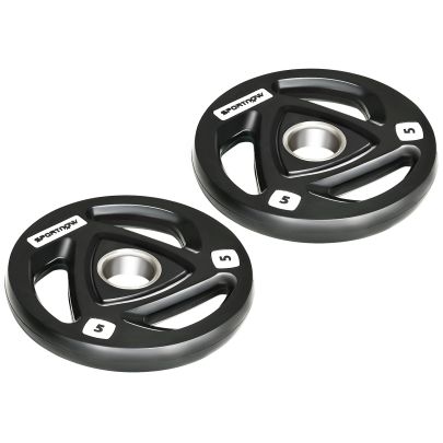 SPORTNOW 2 x 5kg Weight Plates, Tri Grip Rubber Coated Barbell Weights Set w 2" 5cm Holes, for Home, Gym, Lifting and Strength Training