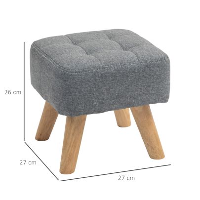 HOMCOM Linen Look Square Padded Footstool Grey