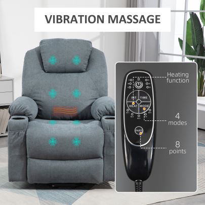 HOMCOM Lift And Recline Massage Armchair, with Heat Grey