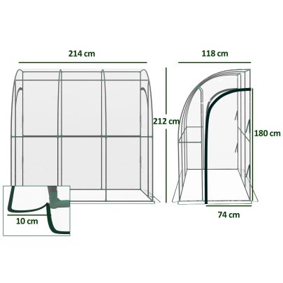 Outsunny 214cm x 118cm Walk In Lean To Greenhouse, with Accessories