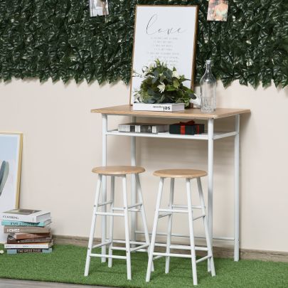  3-Piece Dining Kitchen Set with 1 Table and 2 Matching Chairs for Home Pub Cafe