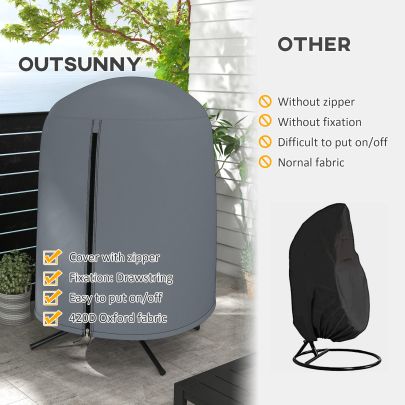 Outsunny 190 x ?128cm Hanging Egg Chair Furniture Cover Grey