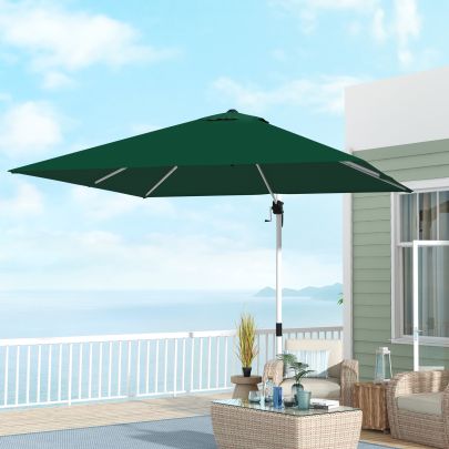 Outsunny Square Cantilever Garden Parasol, with Five Position Canopy Green