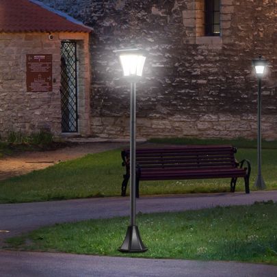 Outsunny 2 Pieces Outdoor Garden Solar Post Lamp Sensor Dimmable LED Lantern Bollard Pathway 1.6M Tall ? Black