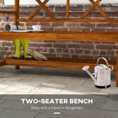 Outsunny Two Seater Fir Wood Bench, with Bottom Shelf Natural