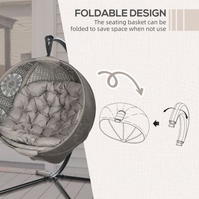 Outsunny Round Egg Basket Chair, with Steel Stand