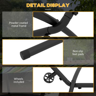 Outsunny 9.5ft Hammock Stand, Portable Hammock with Wheels, Adjustable Hammock Net Stand with Carry Bag, for String style, Brazilian style, Flat style, Rope style Hammocks, Black