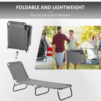 Outsunny Garden Sun Lounger, with Five Position Back Grey