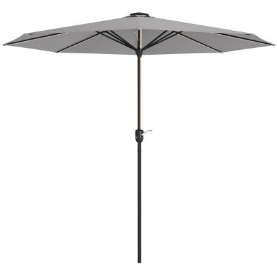 Outsunny 2.65m Garden Parasol, with LED Lights Light Grey