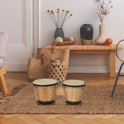  Sheepskin Bongo Drums w/ Tuning Wrench 