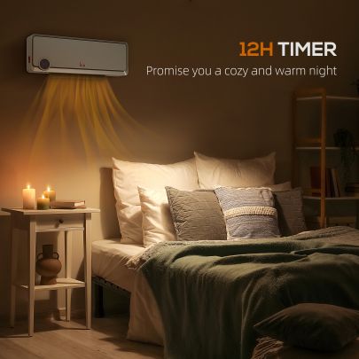 HOMCOM Wall Downflow Heater 2 Heat and Fan 1000W 2000W, Electric Space Heater with Timer Remote Oscillating, for Bedroom Home Office, Grey